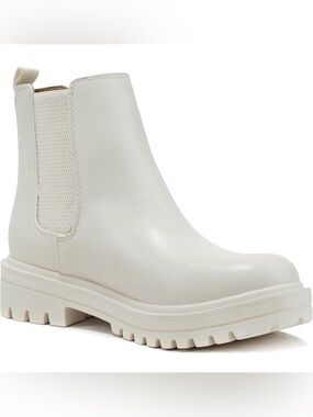 Cream Platform Chelsea Booties with Lug Sole